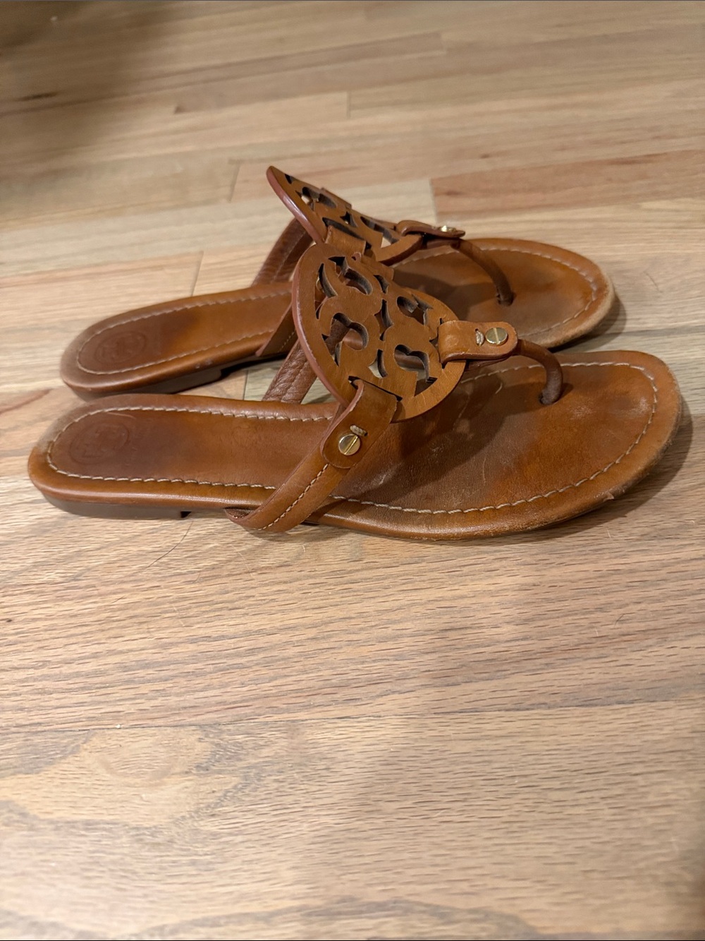 Tory Burch Miller Leather Sandals Cognac Tan Women’s Size 9